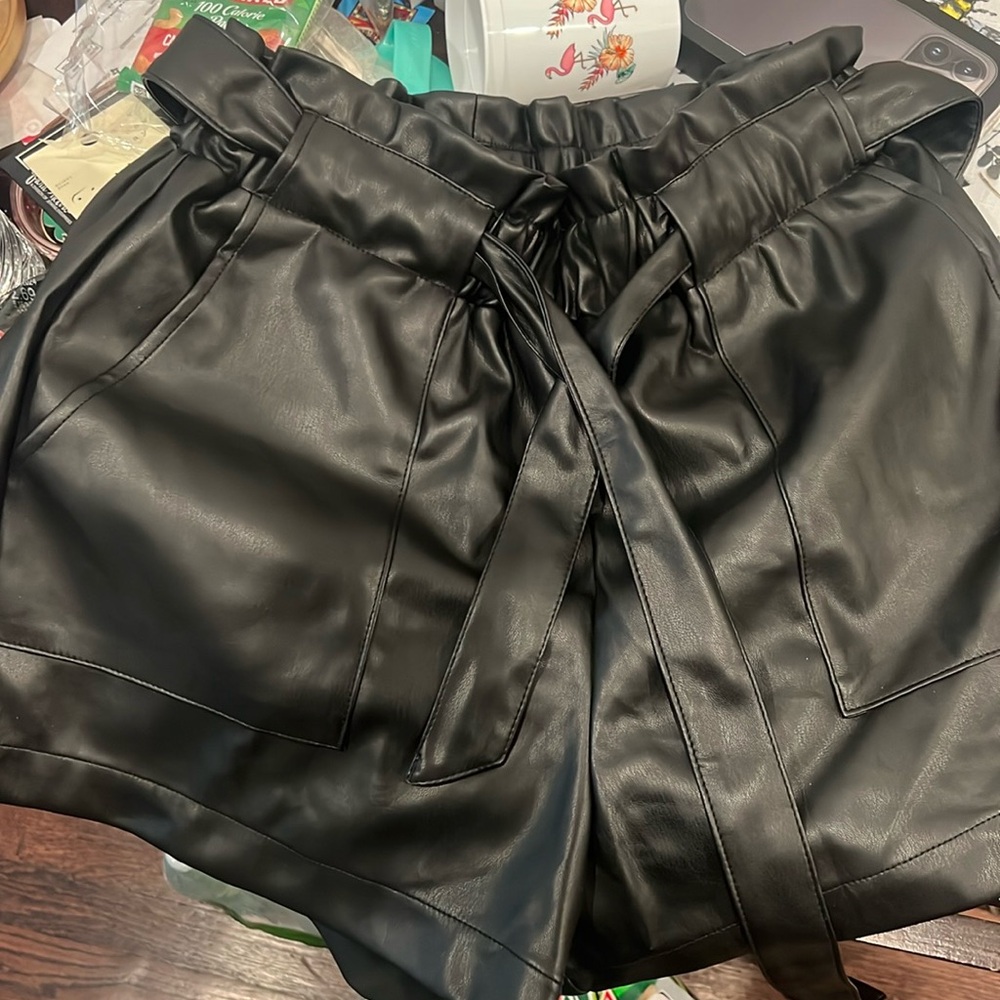 Faux Leather Shorts. Size L